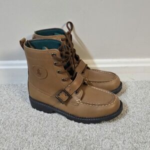 Polo Ralph Lauren‎ Little Boys Leather Ranger Hi II Boot Tan Leather Sz 2 New